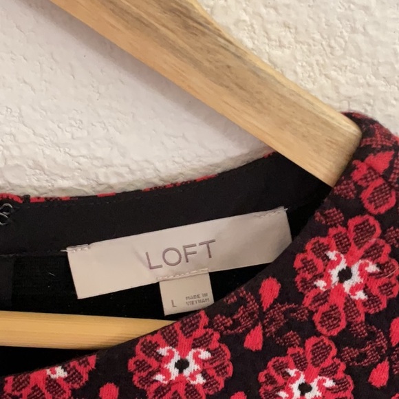 LOFT Ann Taylor Jacquard Scroll Medallion Floral Shift Dress Size Large - Picture 5 of 8